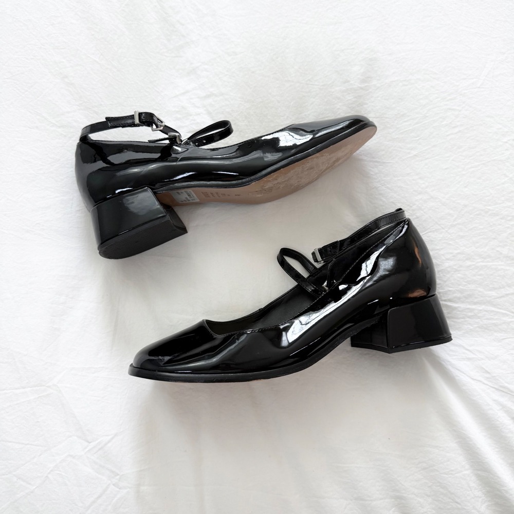 Schutz Dorothy Mary Jane Patent Leather Block Heel Pumps Black Size 7.5B - Picture 5 of 6